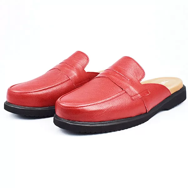 Sabot Mule pour homme R203 Rouge Cuir .......... sandale médicale femme confortable Maroc